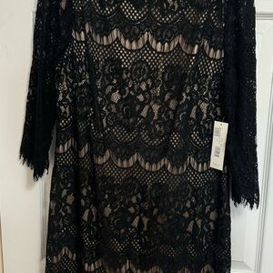 Nordstrom Black Lace Long Sleeve Dress
